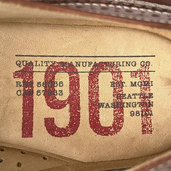 1901 Nordstrom Kyle Brown Leather Brogues – Size 9 - Picture 7 of 7